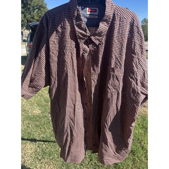 Wrangler Shirt Adult 4x Blue/orange Flex For Comfort Button - Picture 1 of 6